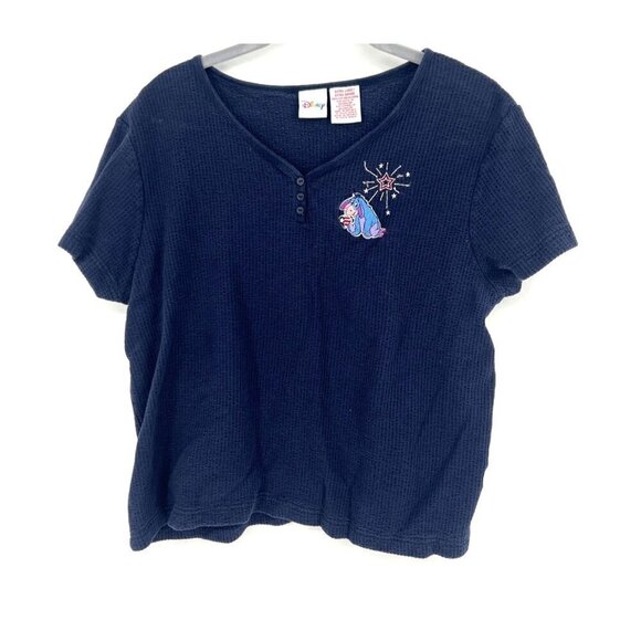 Disney Tops - Vintage Disney Womens Waffle Knit Short Sleeve Top Size XL Blue Eeyore